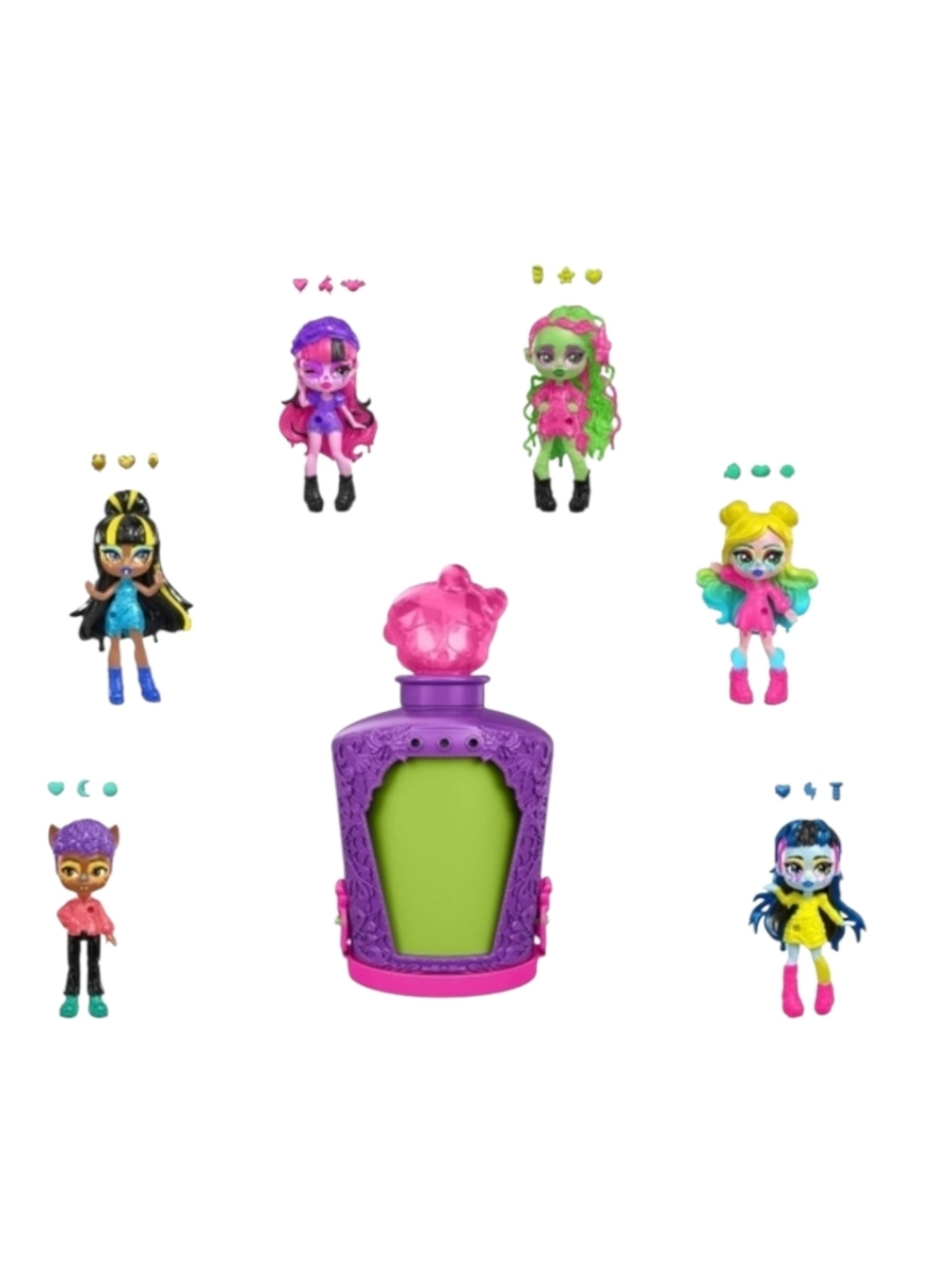 🐎♡Monster High Potions Mini Dolls, Surprise Character Figures with Water Reveal